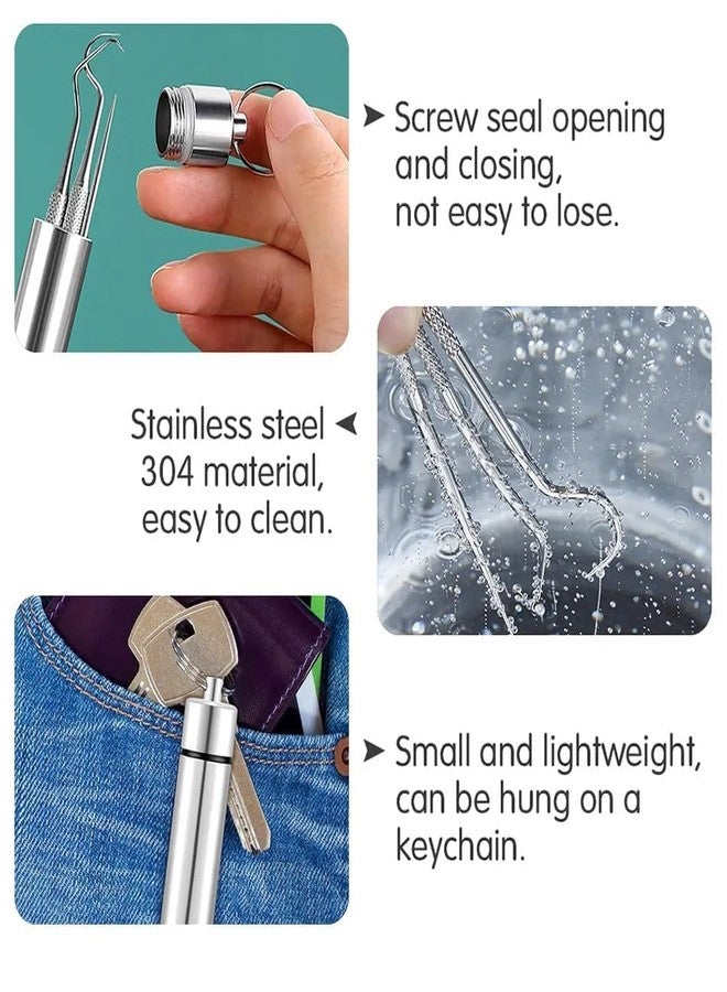 Veemok 7-in-1 Stainless Steel Teeth Cleaning Tool Kit Includes Dental Floss Picks, Toothpicks & Aluminum Tube for Braces & Oral Care (Pack-1) - Image 5